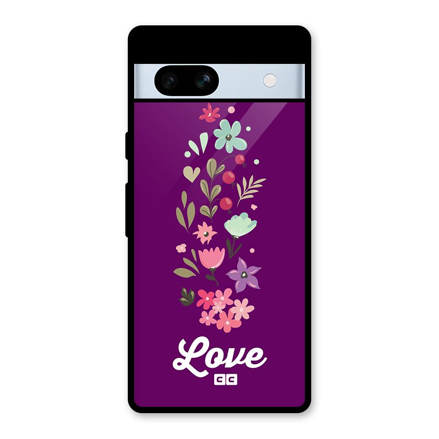 Floral Love Glass Back Case for Google Pixel 7a