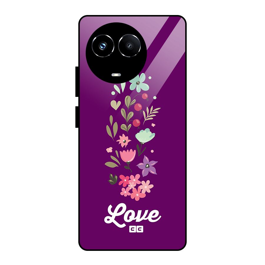 Floral Love Glass Back Case for Realme 11X