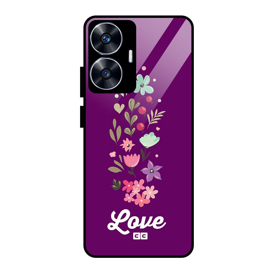 Floral Love Glass Back Case for Realme Narzo N55