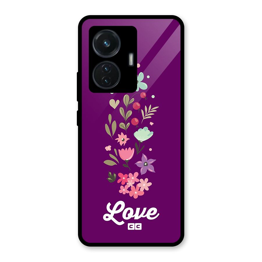 Floral Love Glass Back Case for Vivo T1 44W