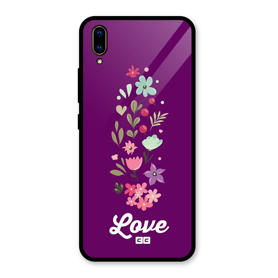Floral Love Glass Back Case for Vivo V11 Pro