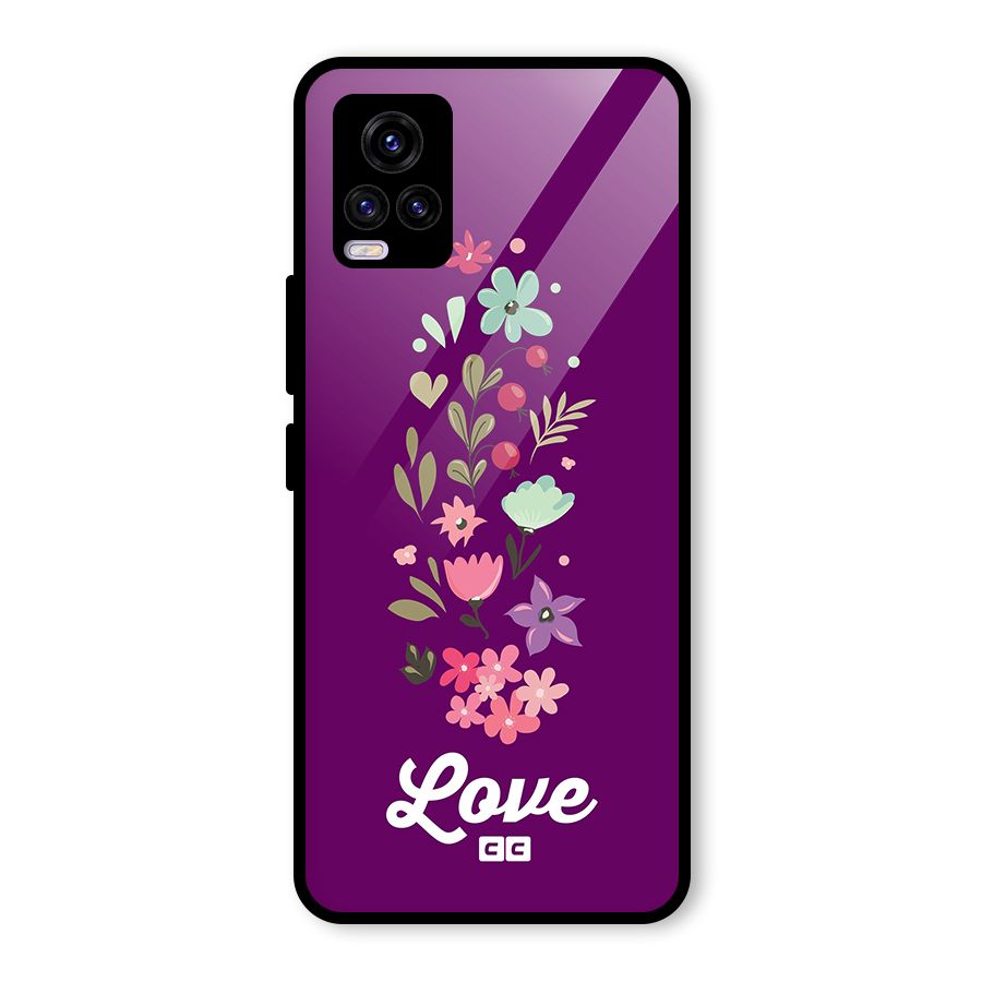 Floral Love Glass Back Case for Vivo V20 2021