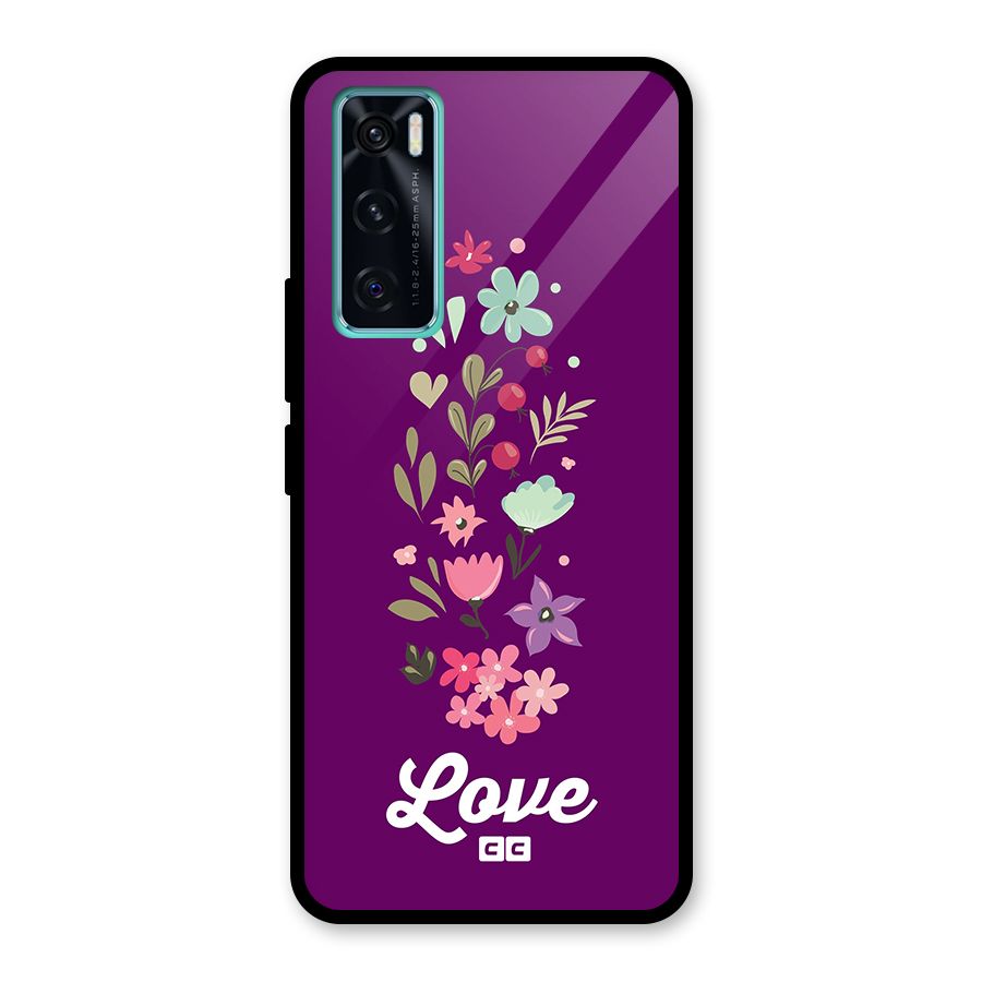 Floral Love Glass Back Case for Vivo V20 SE