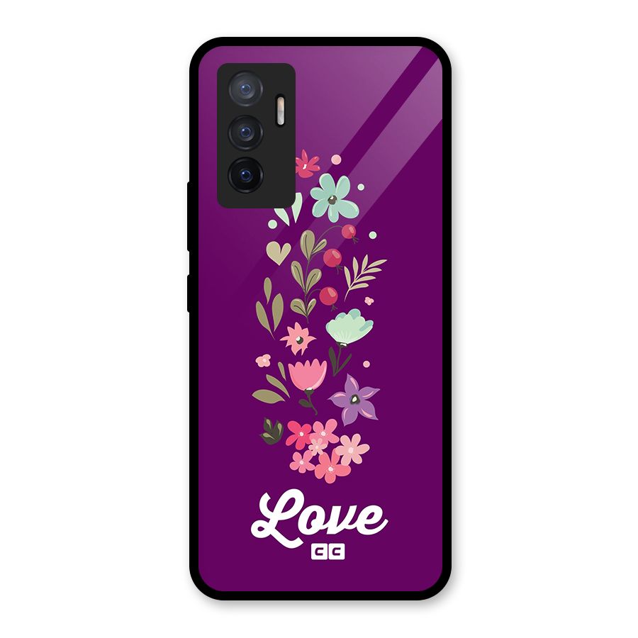 Floral Love Glass Back Case for Vivo V23e