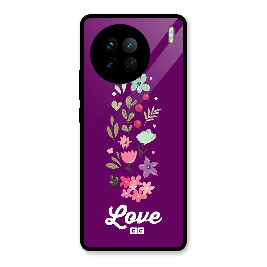 Floral Love Glass Back Case for Vivo X90