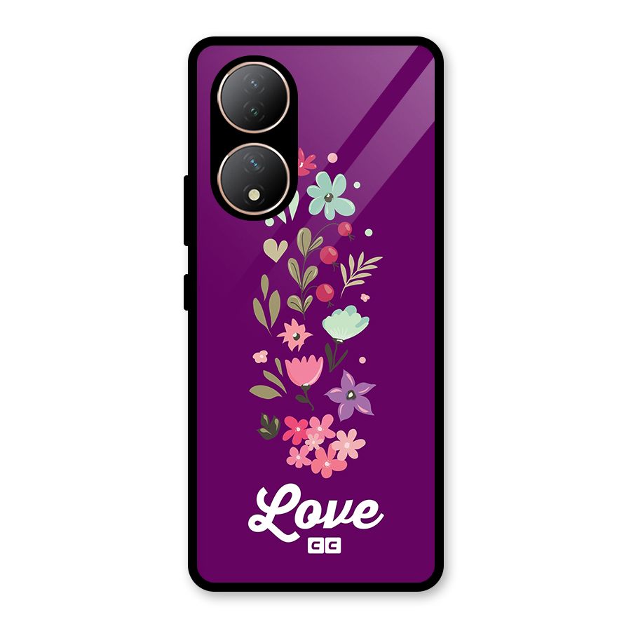 Floral Love Glass Back Case for Vivo Y100A