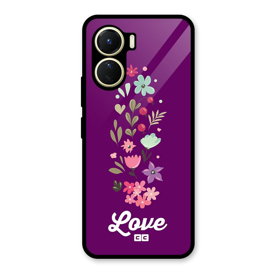 Floral Love Glass Back Case for Vivo Y16