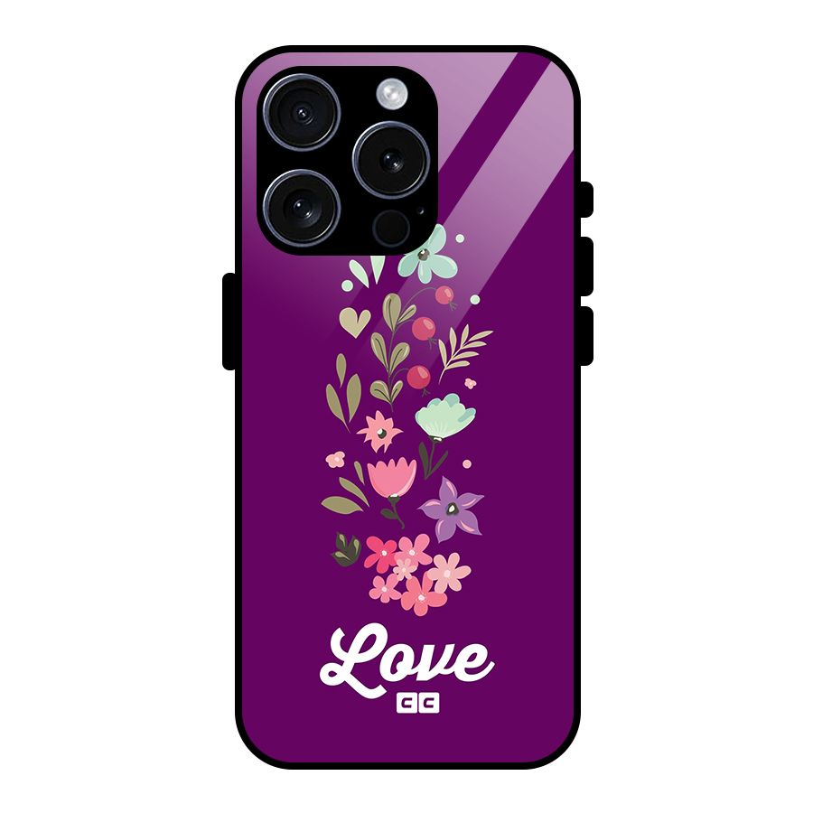 Floral Love Glass Back Case for iPhone 15 Pro