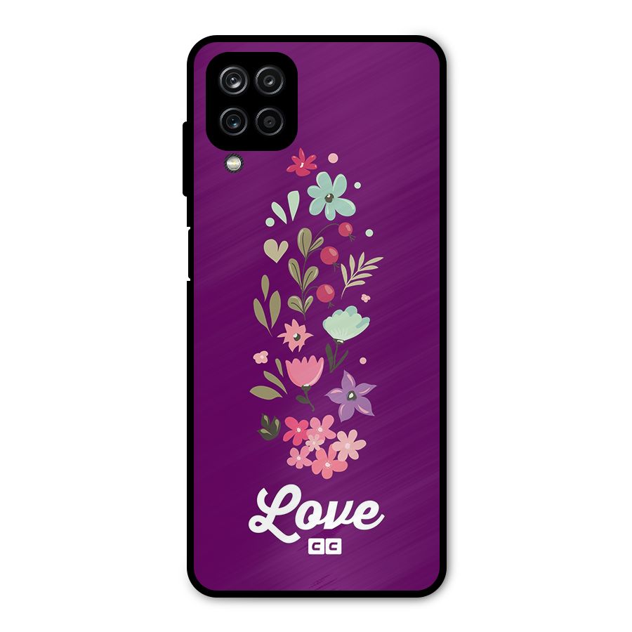 Floral Love Metal Back Case for Galaxy A12