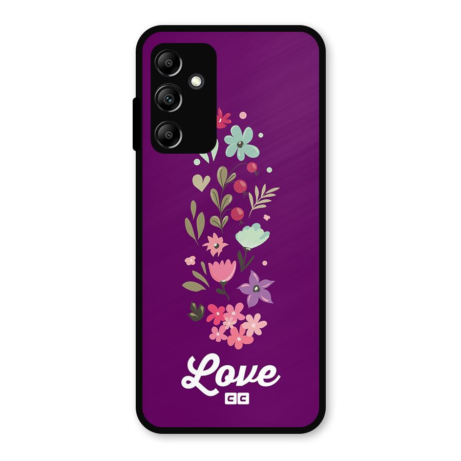 Floral Love Metal Back Case for Galaxy A14 5G