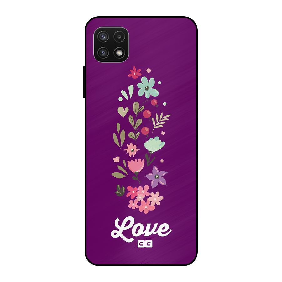 Floral Love Metal Back Case for Galaxy A22 5G