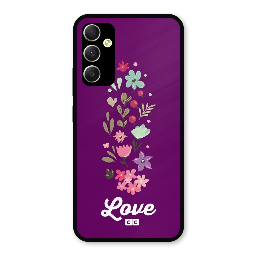Floral Love Metal Back Case for Galaxy A34