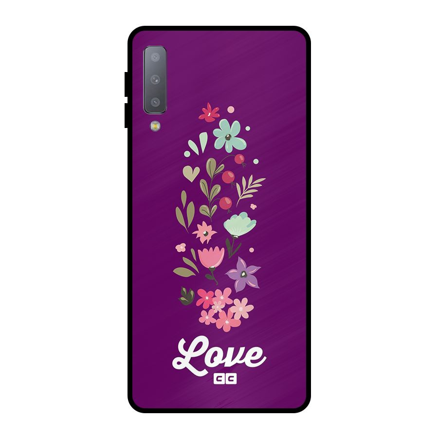 Floral Love Metal Back Case for Galaxy A7 (2018)