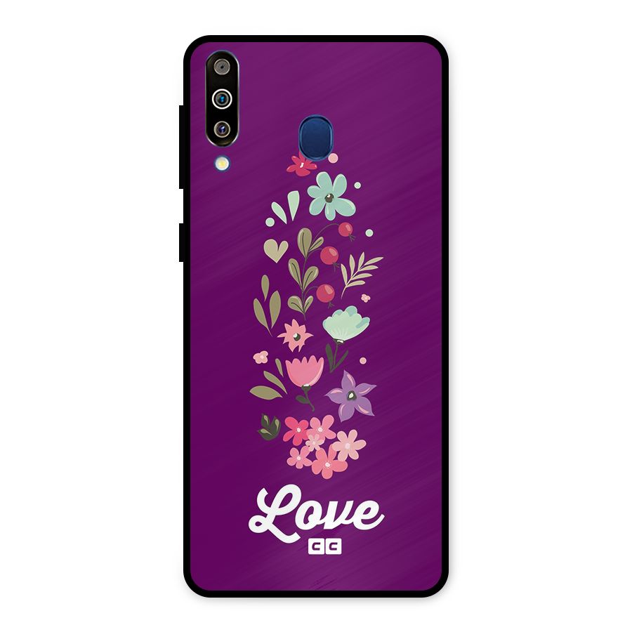 Floral Love Metal Back Case for Galaxy M30