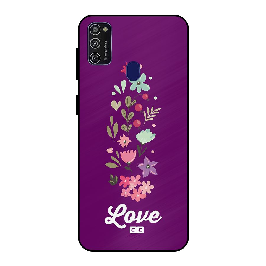 Floral Love Metal Back Case for Galaxy M30s
