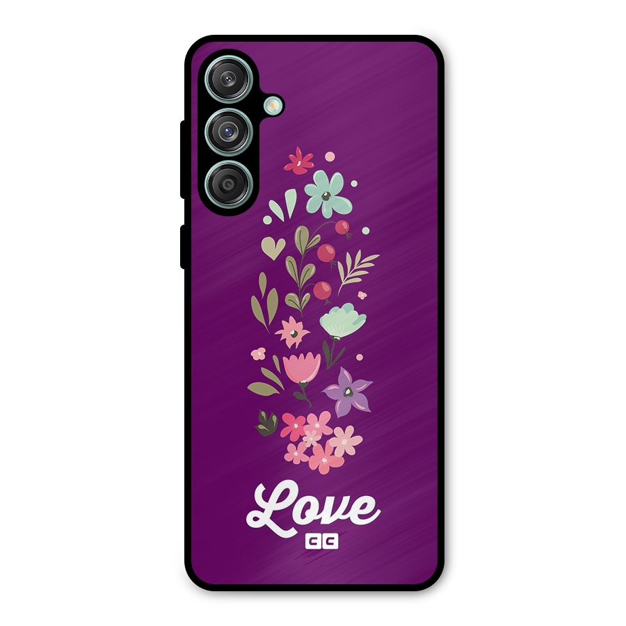 Floral Love Metal Back Case for Galaxy M55 5G