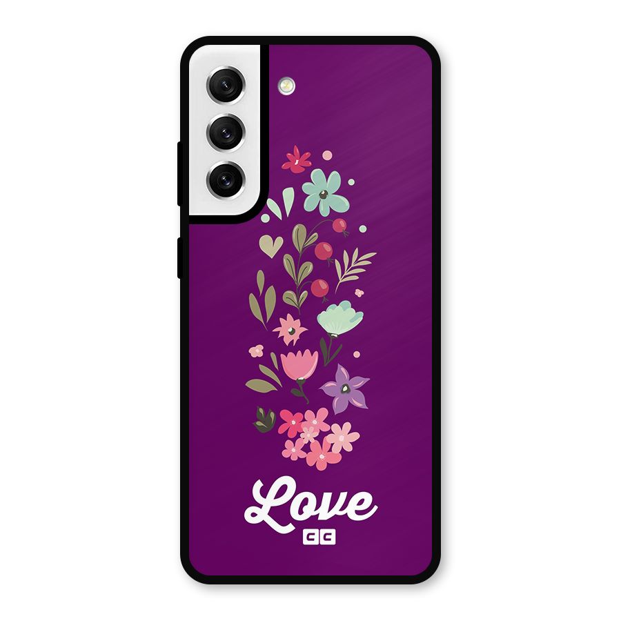 Floral Love Metal Back Case for Galaxy S21 FE 5G