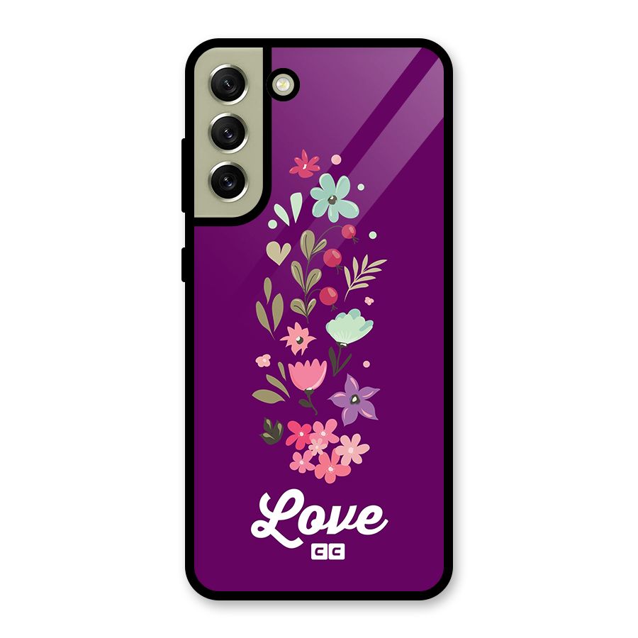 Floral Love Metal Back Case for Galaxy S21 FE 5G (2023)