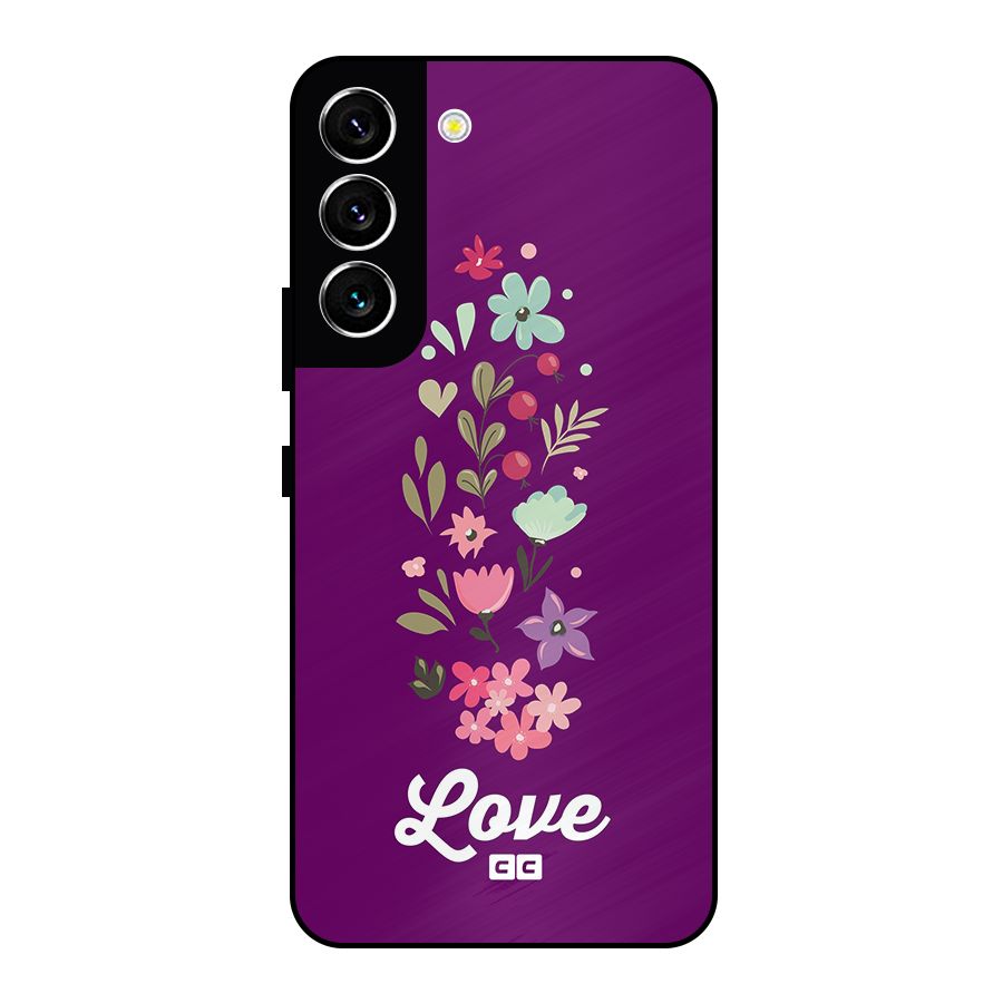 Floral Love Metal Back Case for Galaxy S22 5G