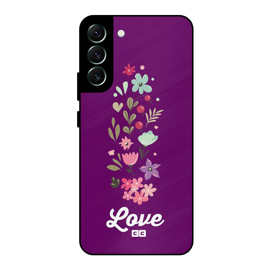 Floral Love Metal Back Case for Galaxy S22 Plus 5G