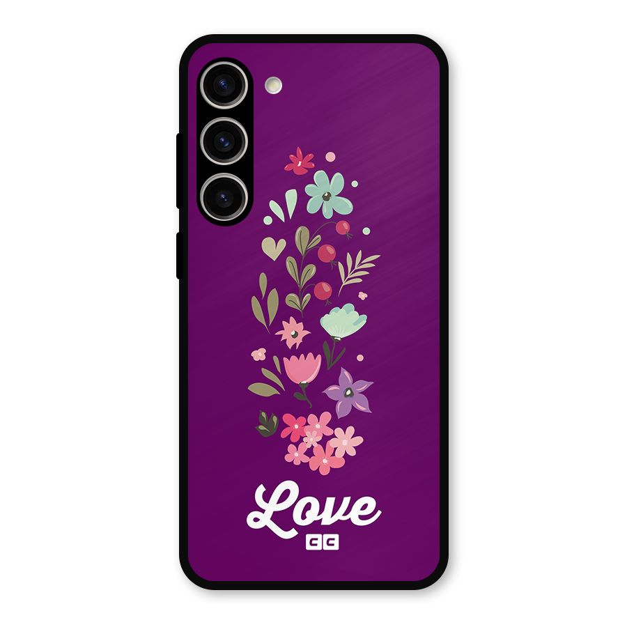 Floral Love Metal Back Case for Galaxy S23 Plus