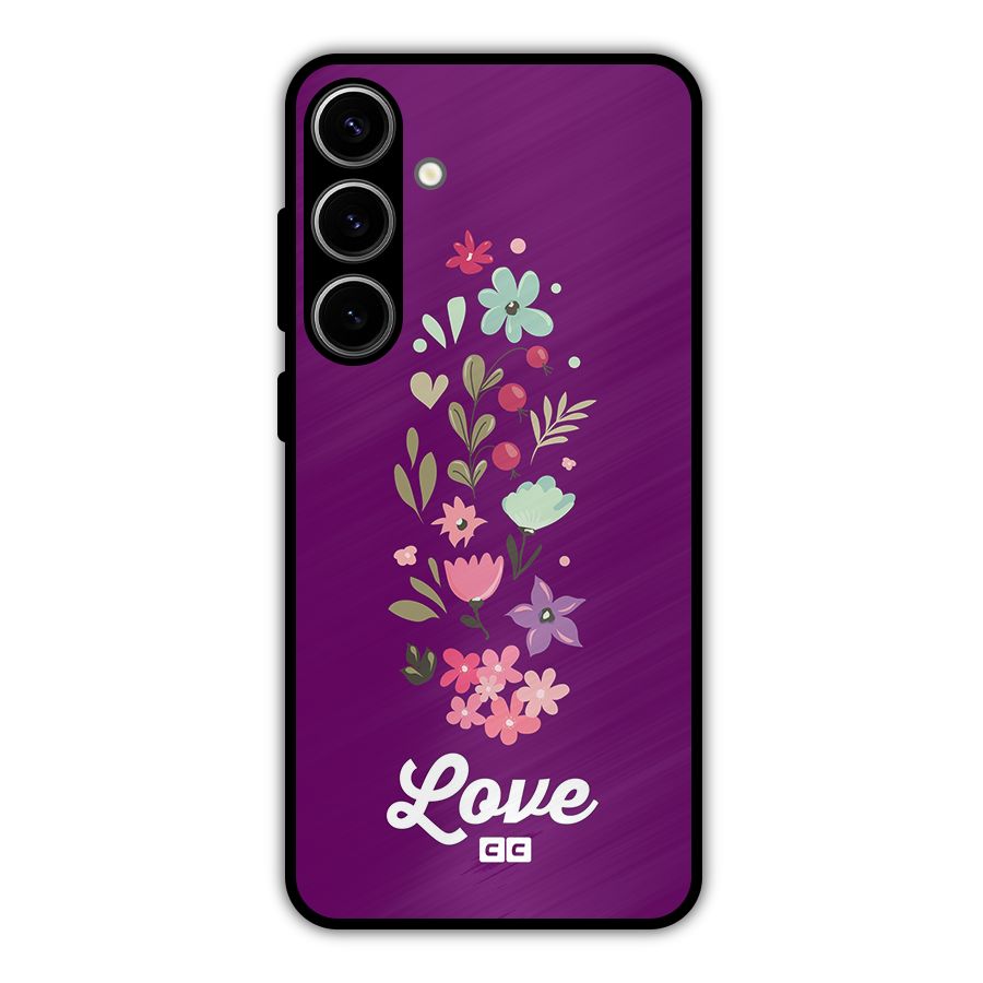 Floral Love Metal Back Case for Galaxy S24 Plus