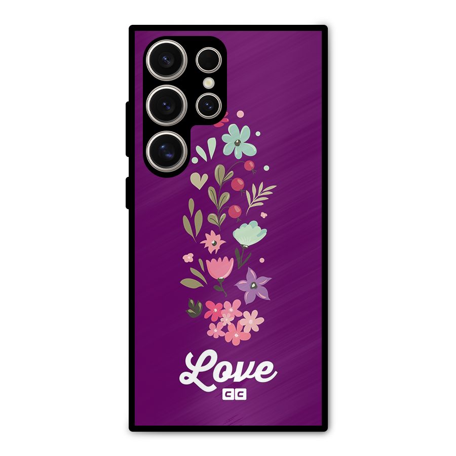 Floral Love Metal Back Case for Galaxy S24 Ultra