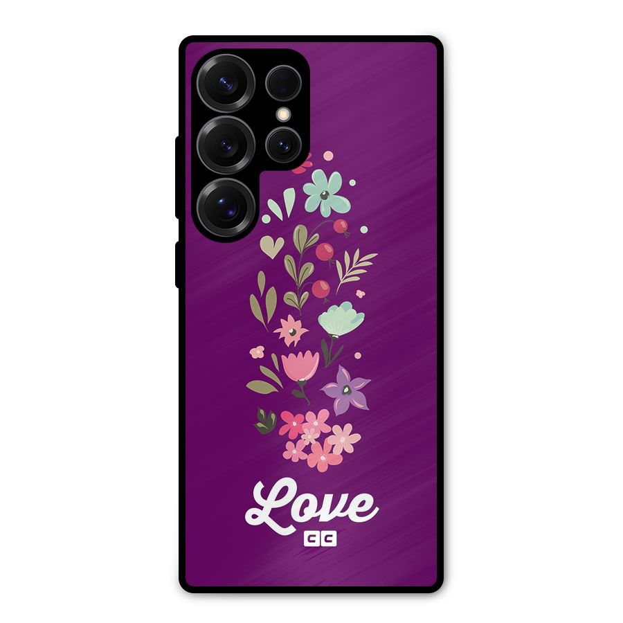 Floral Love Metal Back Case for Galaxy S25 Ultra