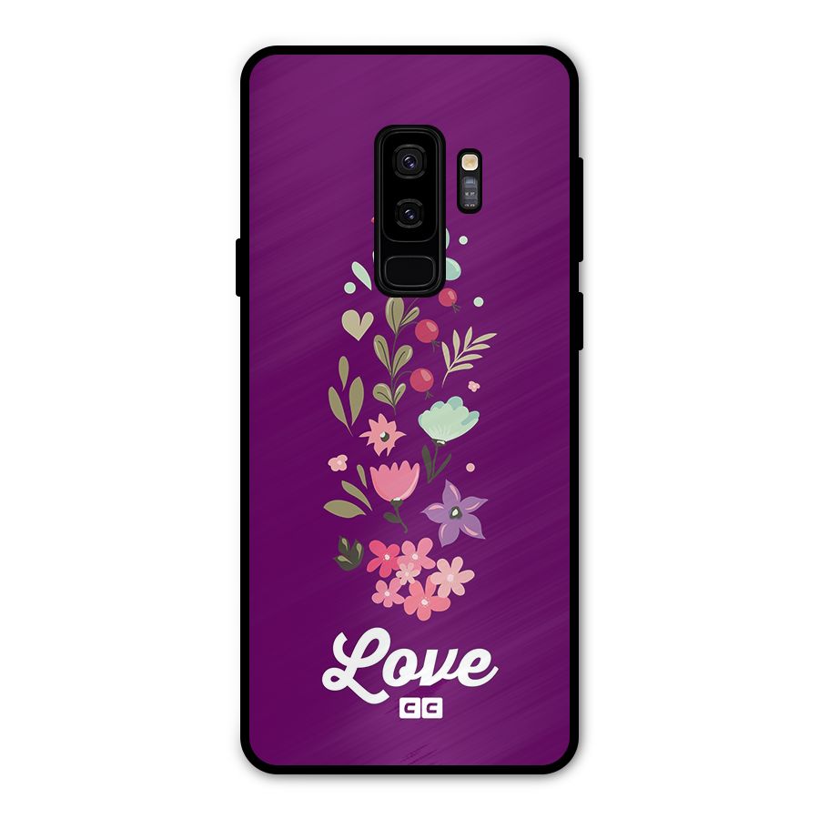 Floral Love Metal Back Case for Galaxy S9 Plus