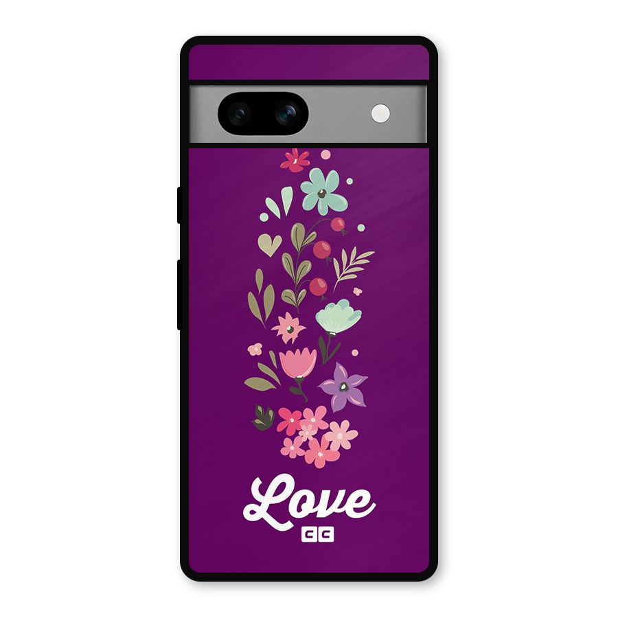 Floral Love Metal Back Case for Google Pixel 7a