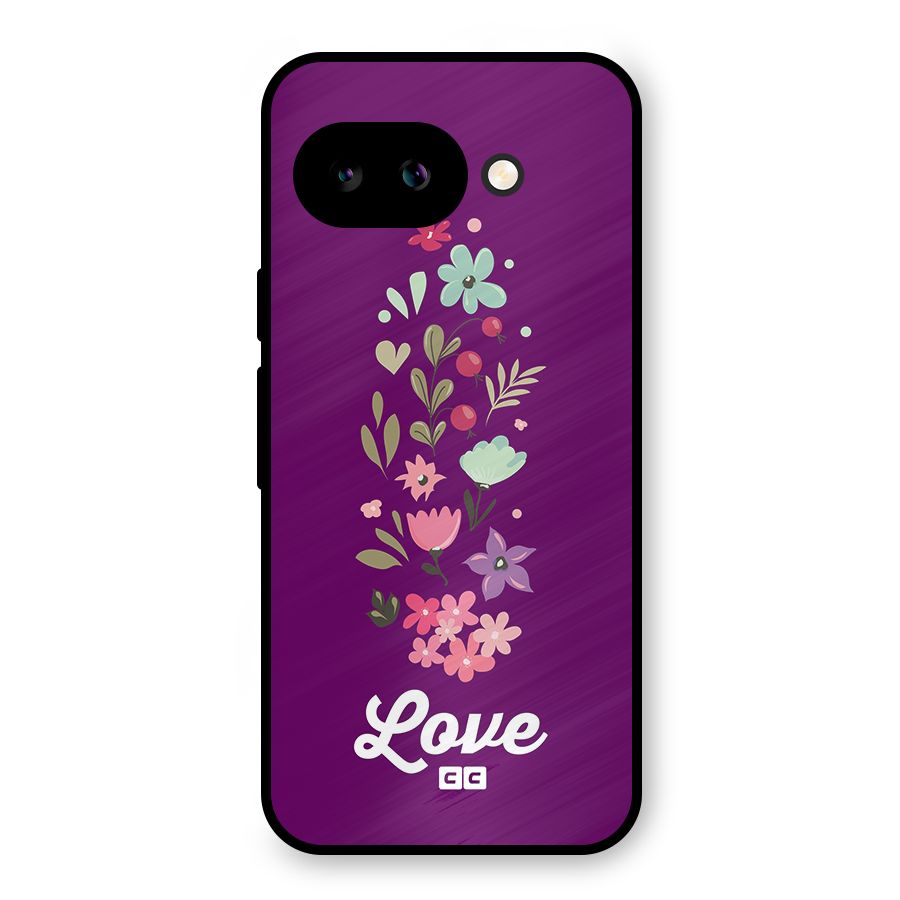 Floral Love Metal Back Case for Google Pixel 9a