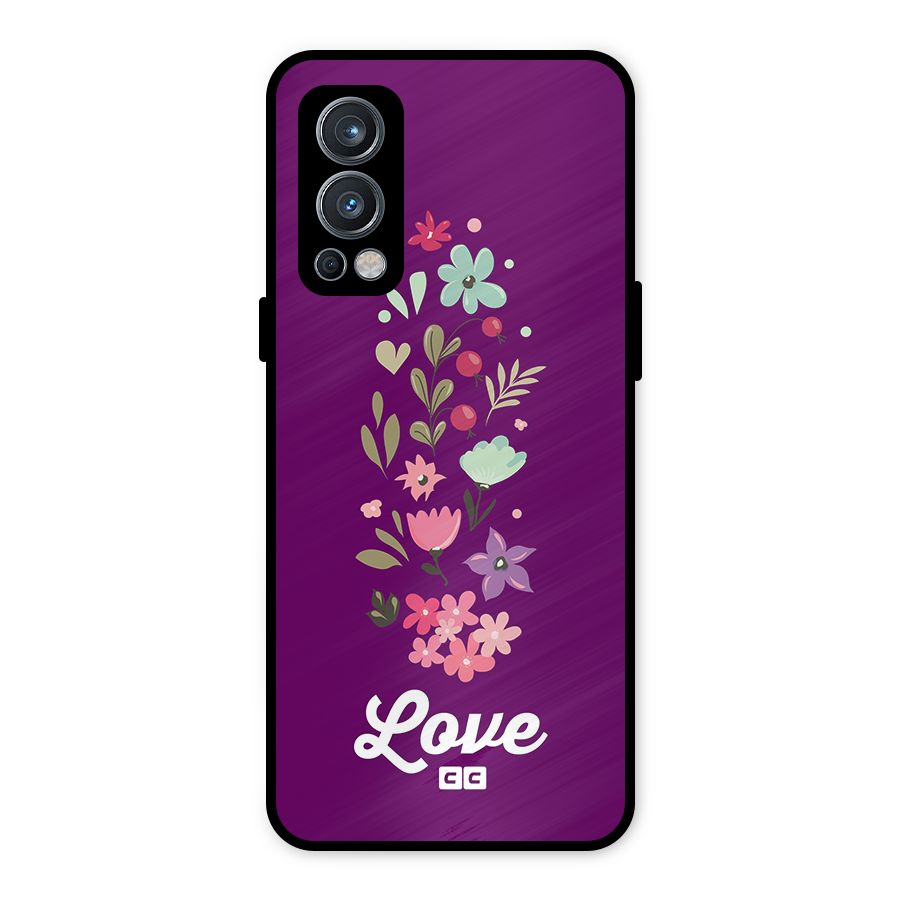 Floral Love Metal Back Case for OnePlus Nord 2 5G
