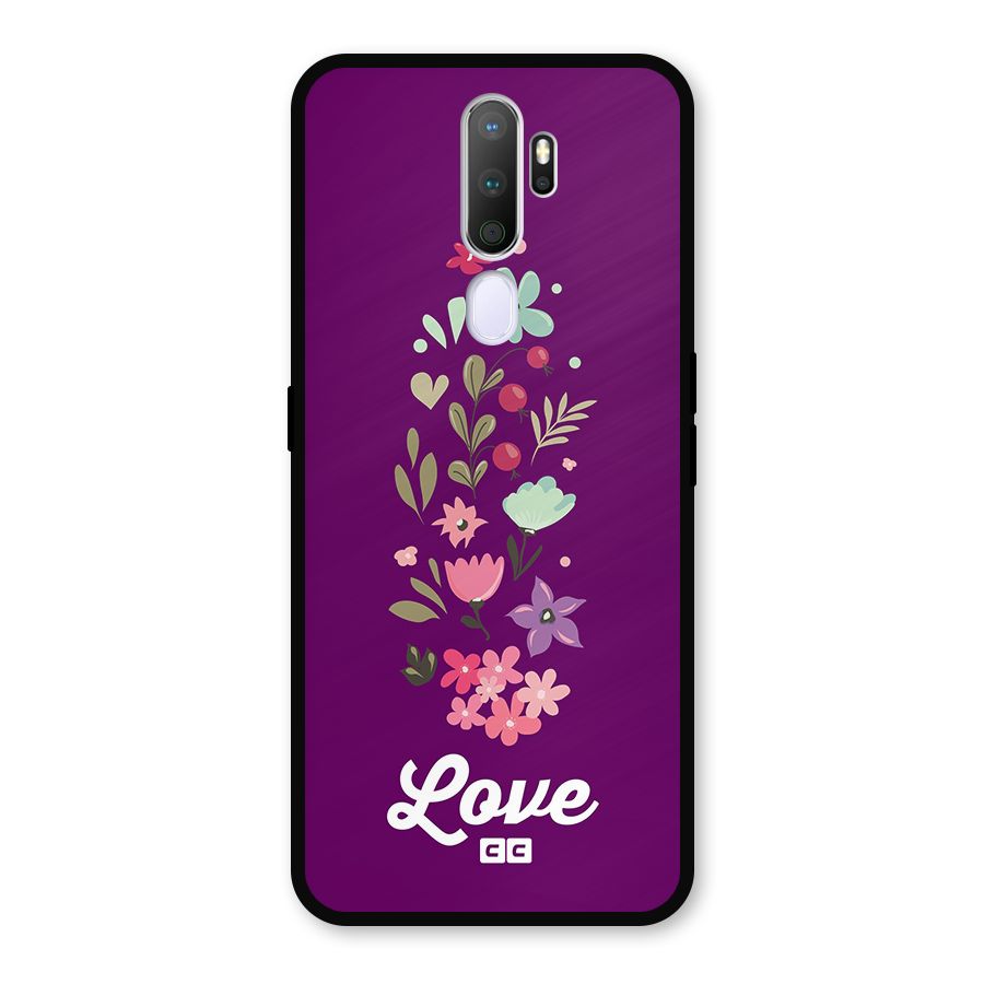 Floral Love Metal Back Case for Oppo A5 (2020)