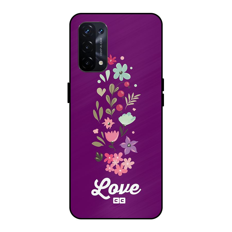 Floral Love Metal Back Case for Oppo A74 5G