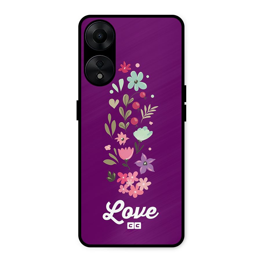 Floral Love Metal Back Case for Oppo A78 5G