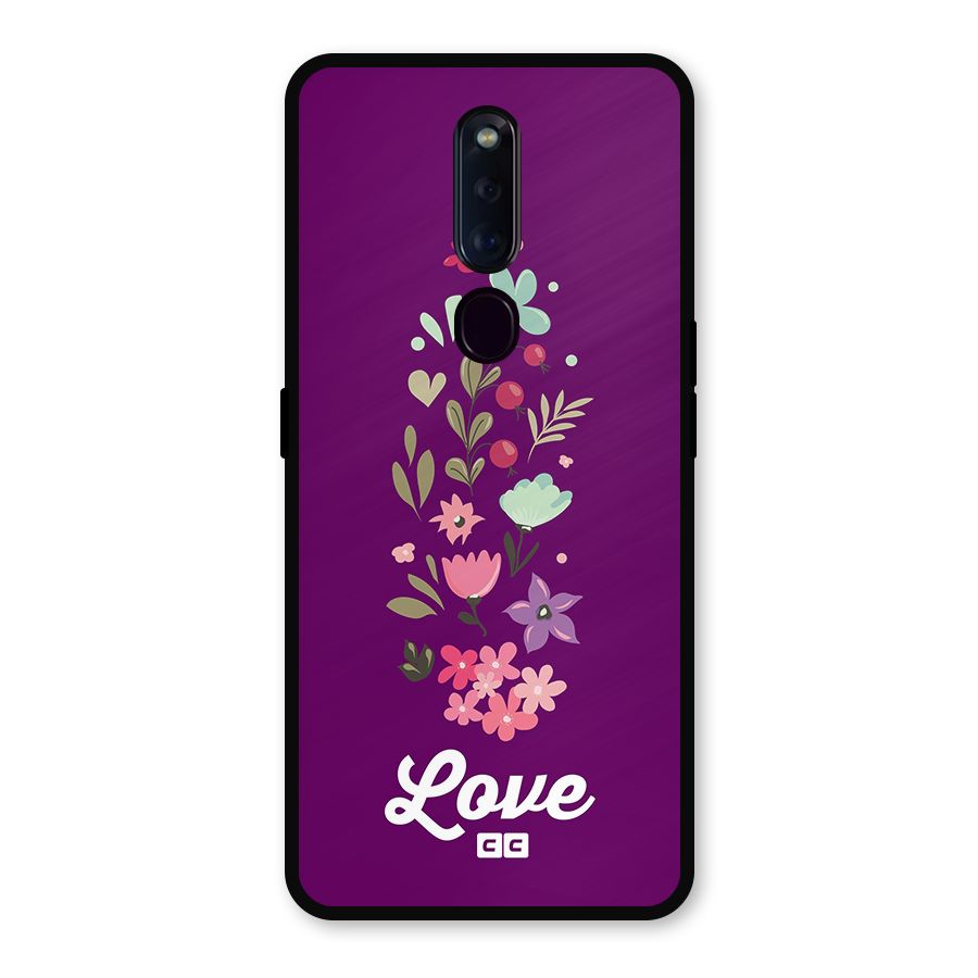 Floral Love Metal Back Case for Oppo F11 Pro