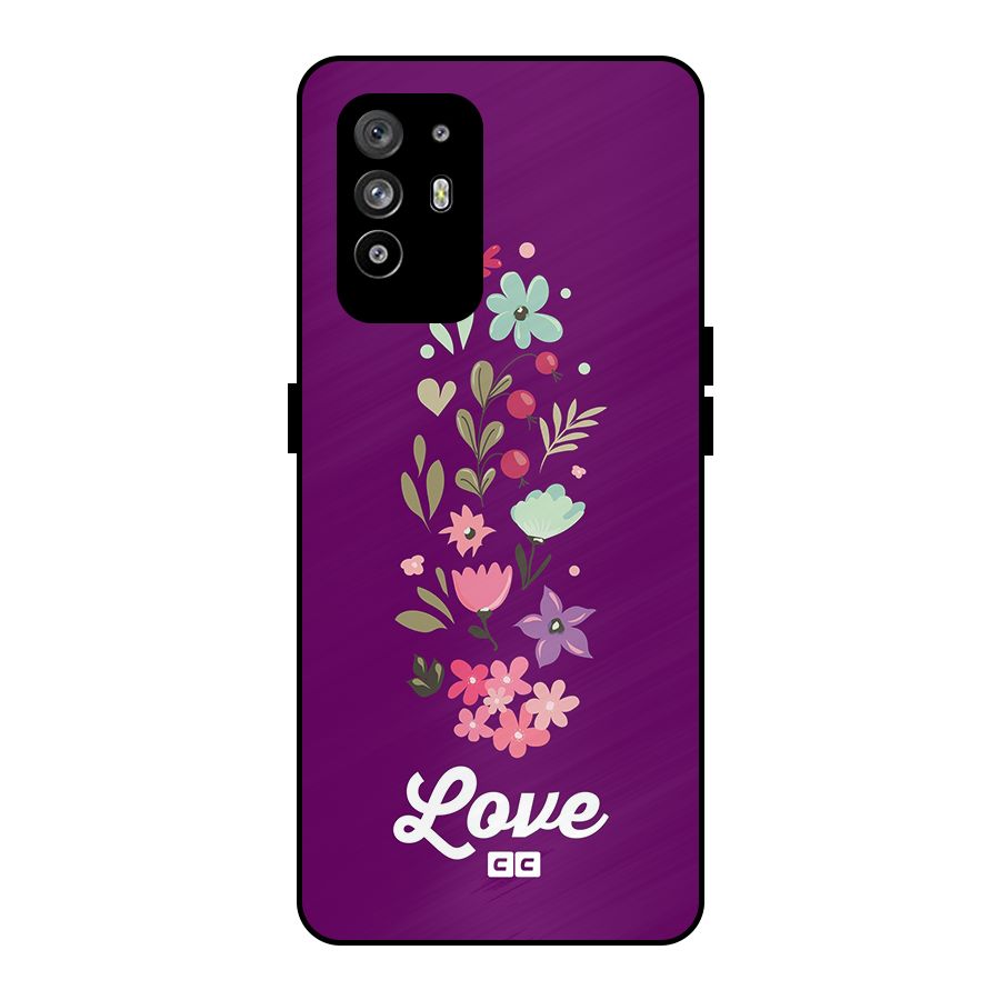 Floral Love Metal Back Case for Oppo F19 Pro Plus 5G