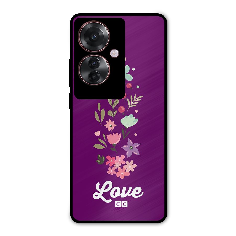 Floral Love Metal Back Case for Oppo F25 Pro