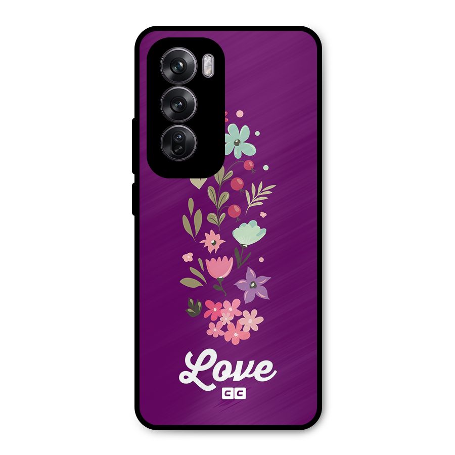 Floral Love Metal Back Case for Oppo Reno12 Pro