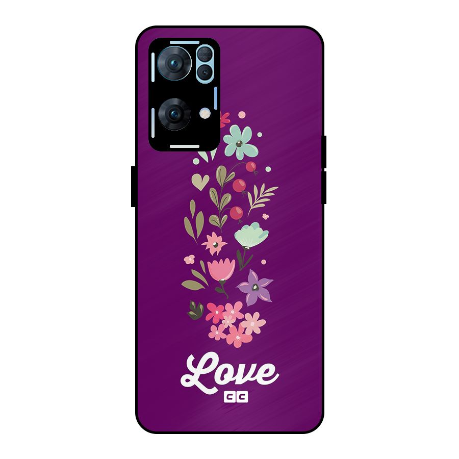 Floral Love Metal Back Case for Oppo Reno7 Pro 5G