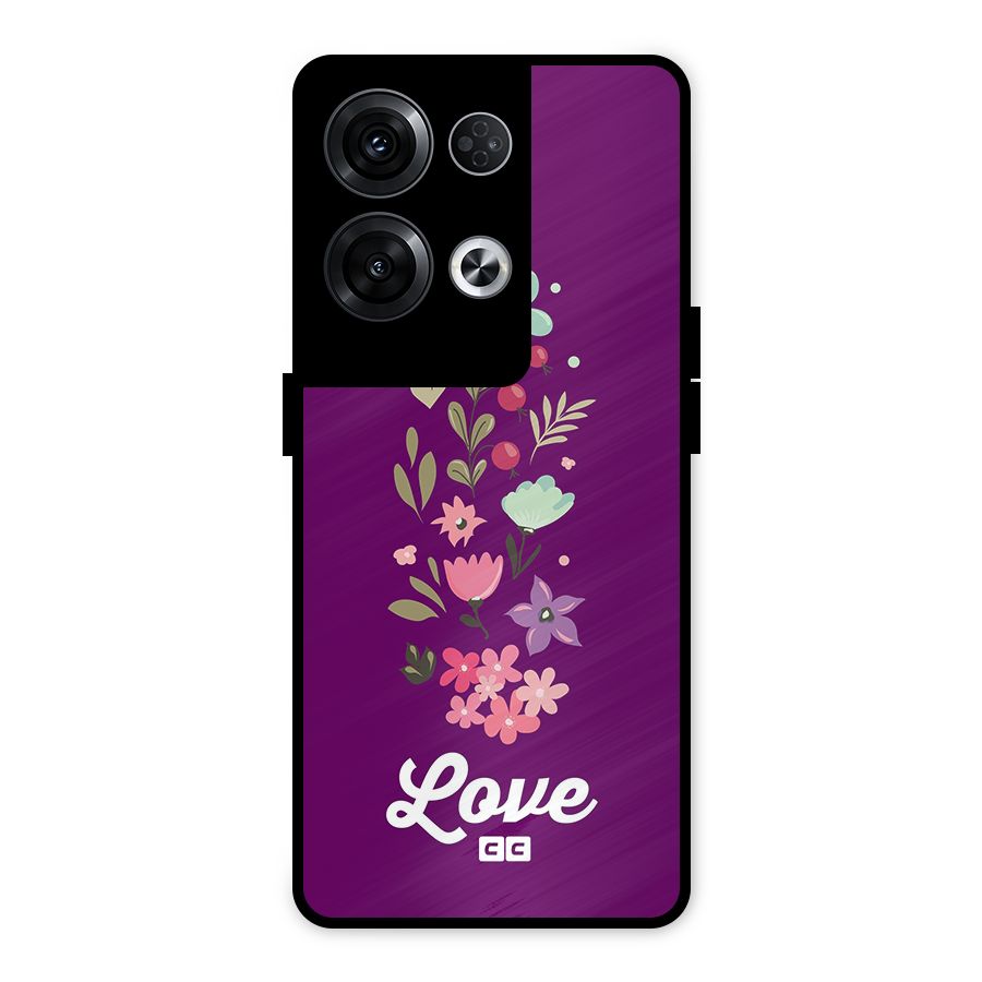 Floral Love Metal Back Case for Oppo Reno8 Pro 5G