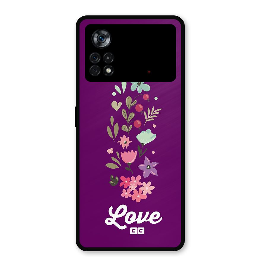 Floral Love Metal Back Case for Poco X4 Pro 5G