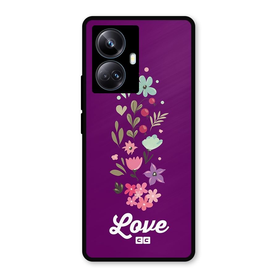 Floral Love Metal Back Case for Realme 10 Pro Plus