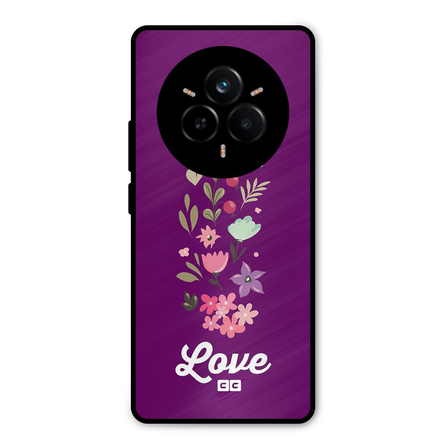 Floral Love Metal Back Case for Realme 14 Pro