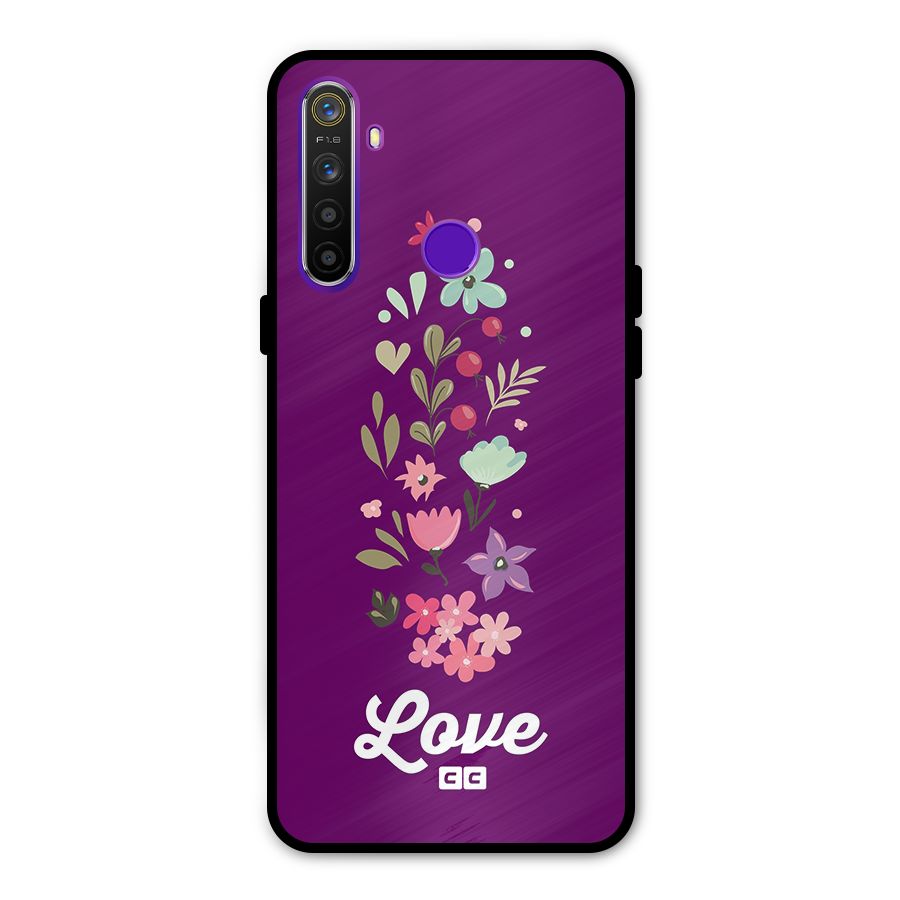 Floral Love Metal Back Case for Realme 5