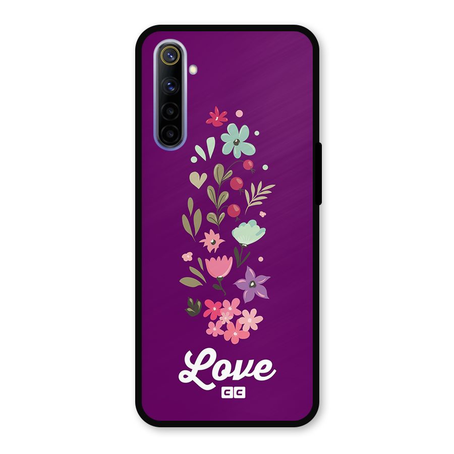 Floral Love Metal Back Case for Realme 6