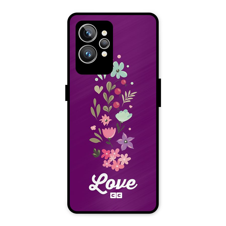 Floral Love Metal Back Case for Realme GT2 Pro