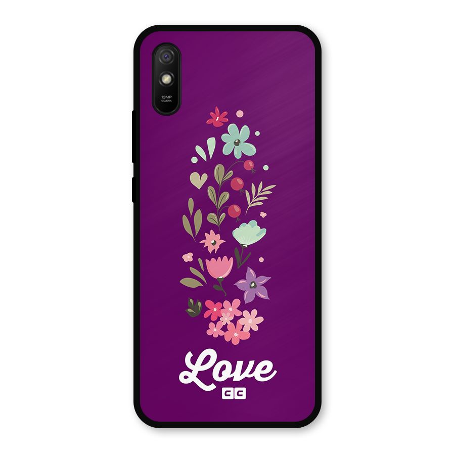Floral Love Metal Back Case for Redmi 9i
