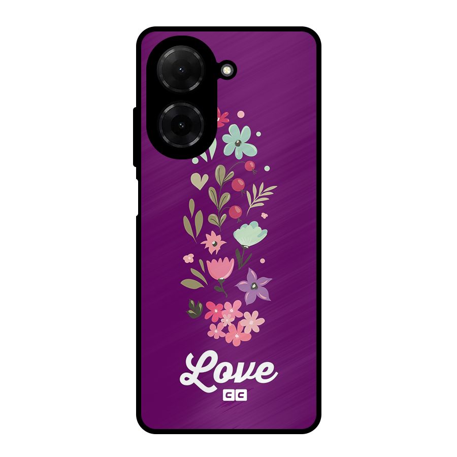 Floral Love Metal Back Case for Redmi A5 4G