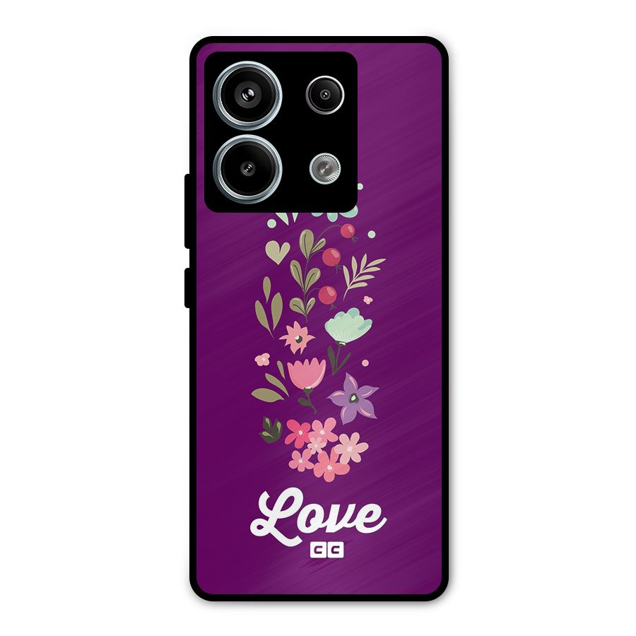 Floral Love Metal Back Case for Redmi Note 13 Pro 5G